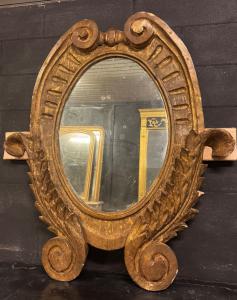 SPECC558 - Lacquered and gilded oval mirror, 18th/19th century, dimensions cm W 105 x H 207